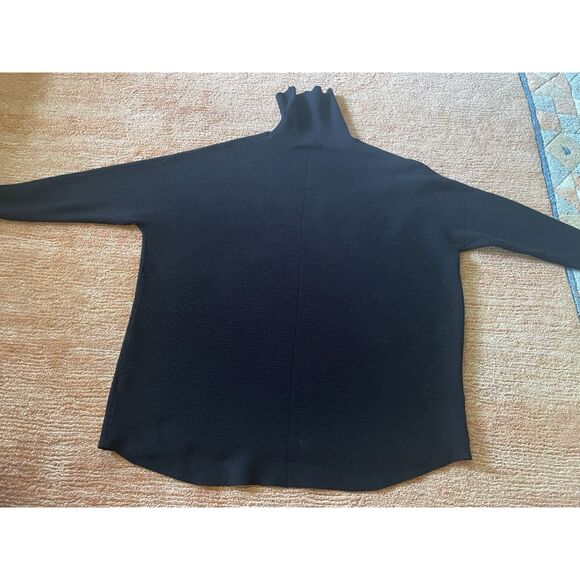 Cupio Black Ribbed Oversized Turtleneck Tunic Sweater Women’s Size Large - Picture 6 of 7